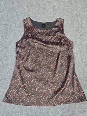 Ann Taylor Petite SP Black Pink Orange Speckled Sleeveless Blouse Tank Top